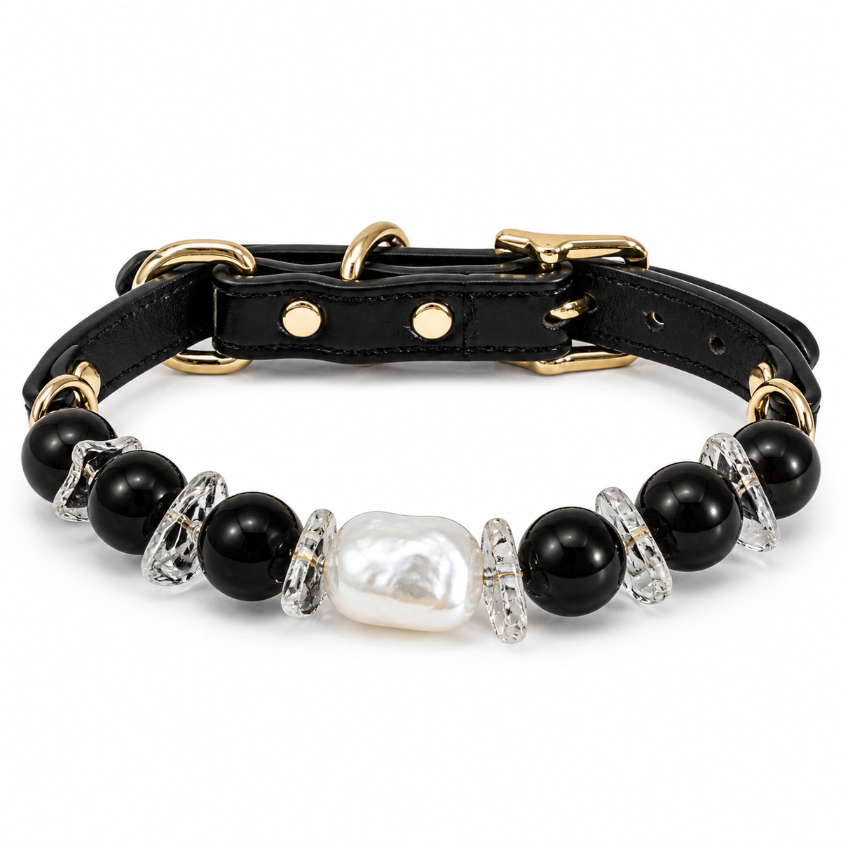The King — Personalized Crystal Leather Pet Collar