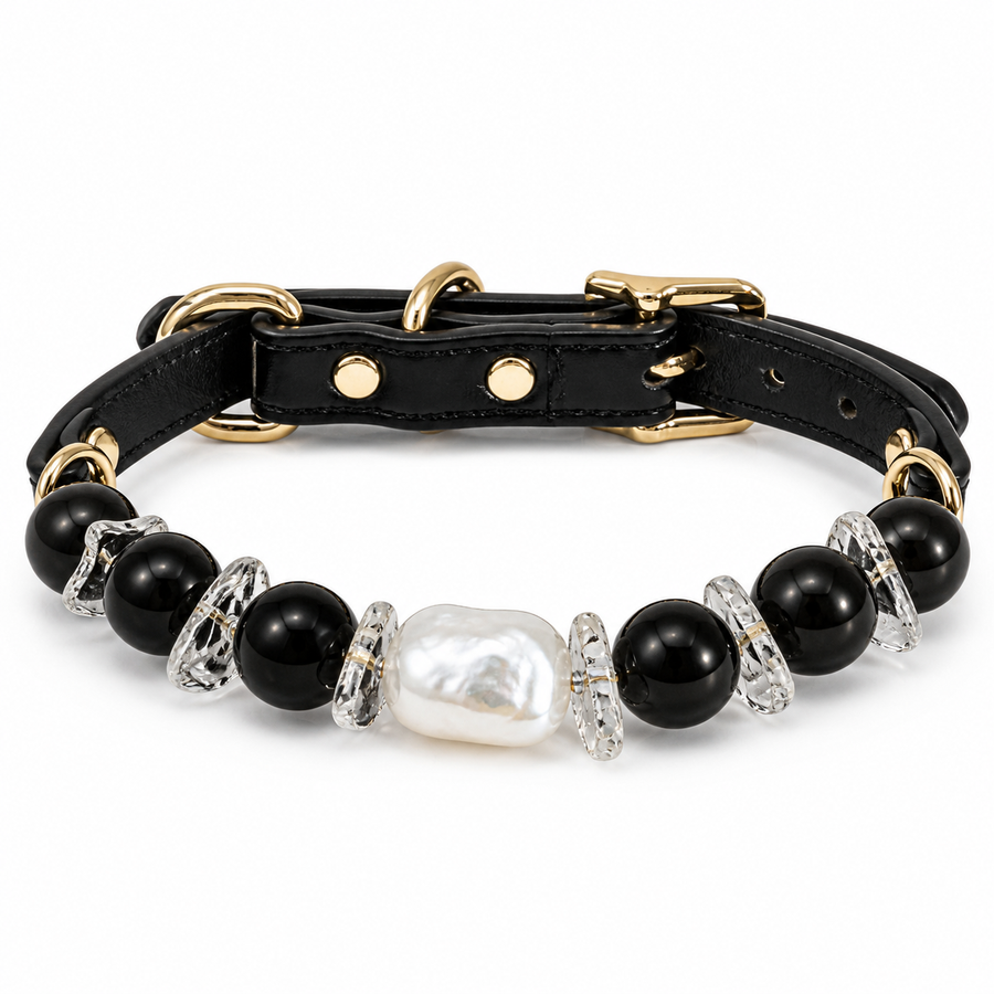 The King — Personalized Crystal Leather Pet Collar