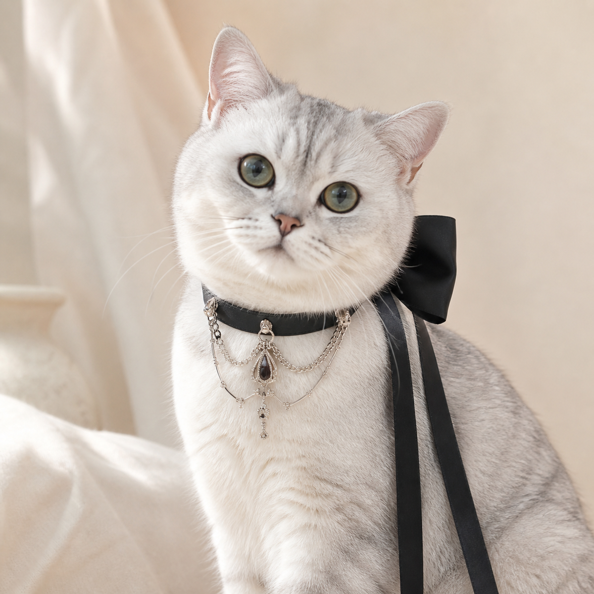 The Princess — Bespoke Crystal Bow Pet Collar