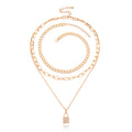 Full Diamond Lock Pendant Necklace