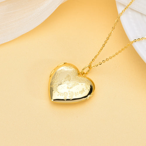 Dainty Gold Heart Locket Pendant Necklace - Keepsake Jewelry for Her