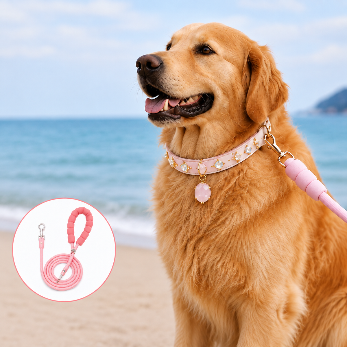 Pastel Padded Nylon Dog Leash with Soft Foam Handle