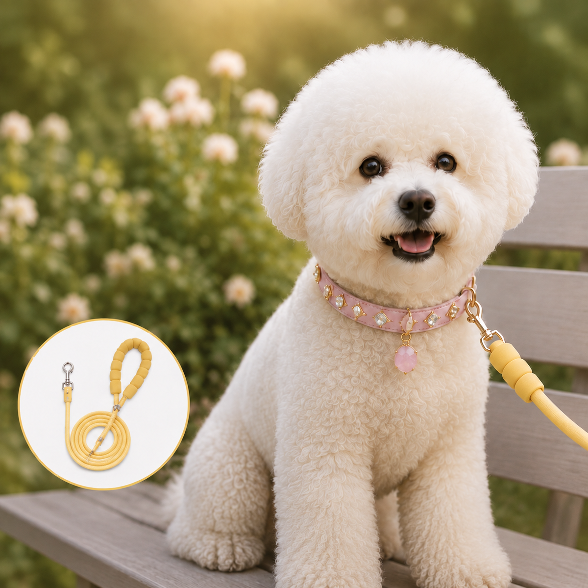 Pastel Padded Nylon Dog Leash with Soft Foam Handle