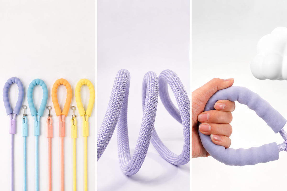 Pastel Padded Nylon Dog Leash with Soft Foam Handle