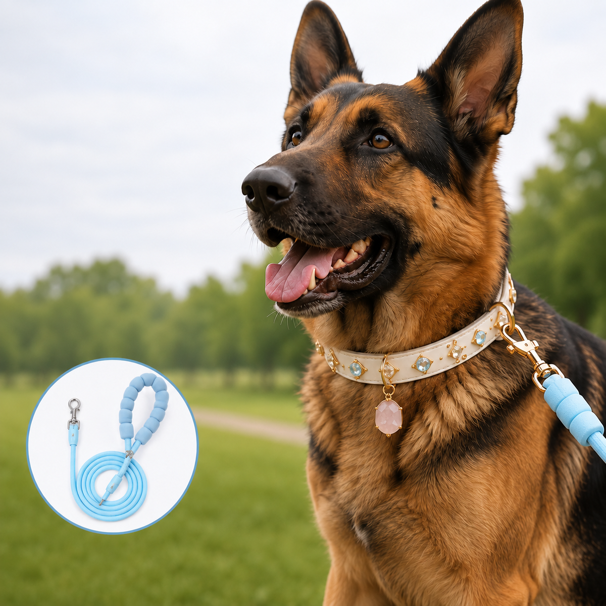Pastel Padded Nylon Dog Leash with Soft Foam Handle