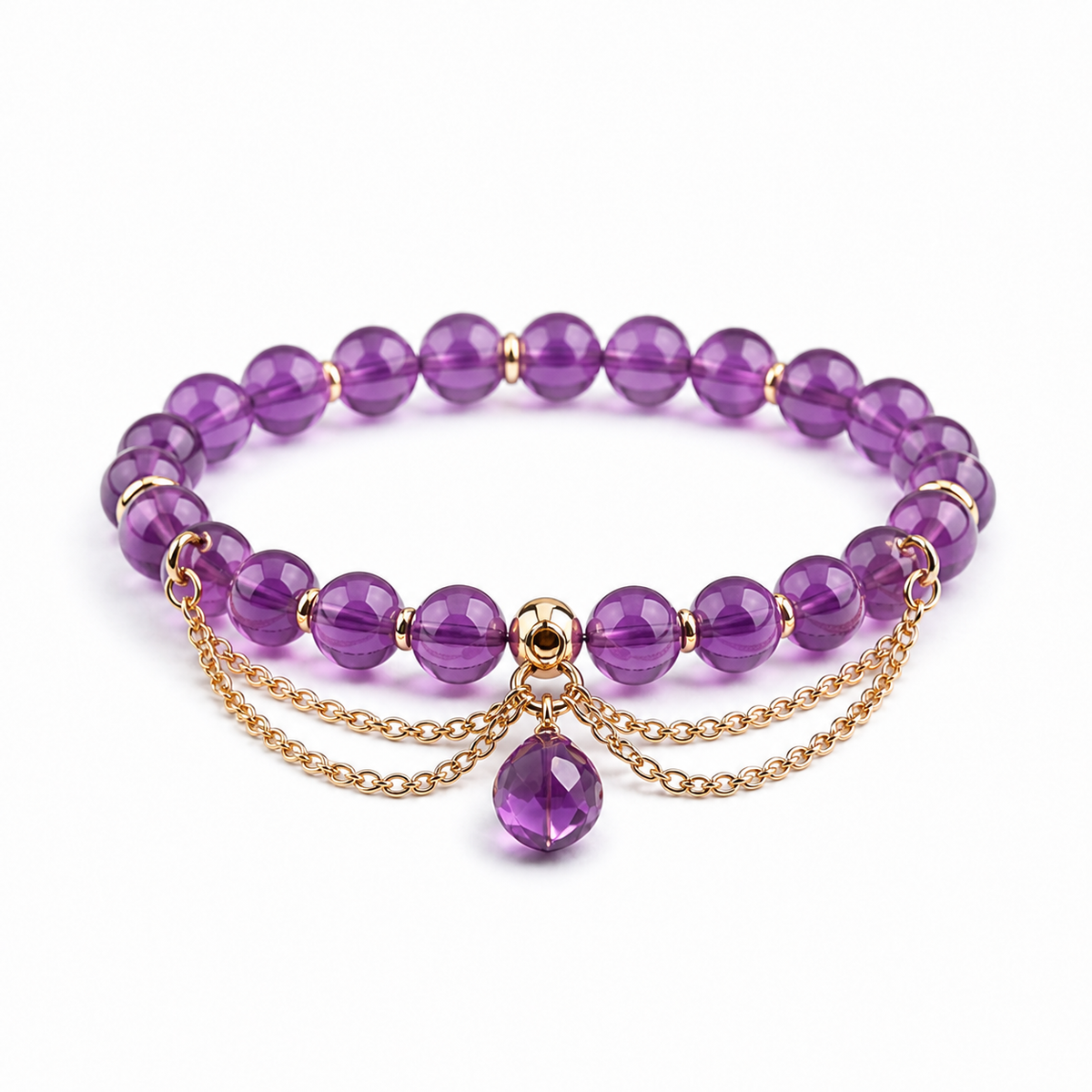 The Queen — Purple Crystal & Gold-Tone Charm Bracelet